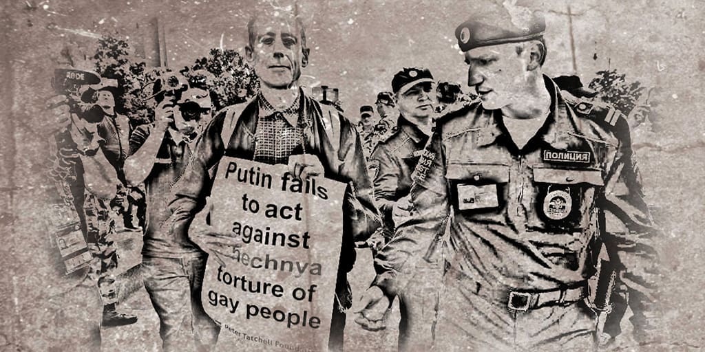 Peter Tatchell campaigning in Russia